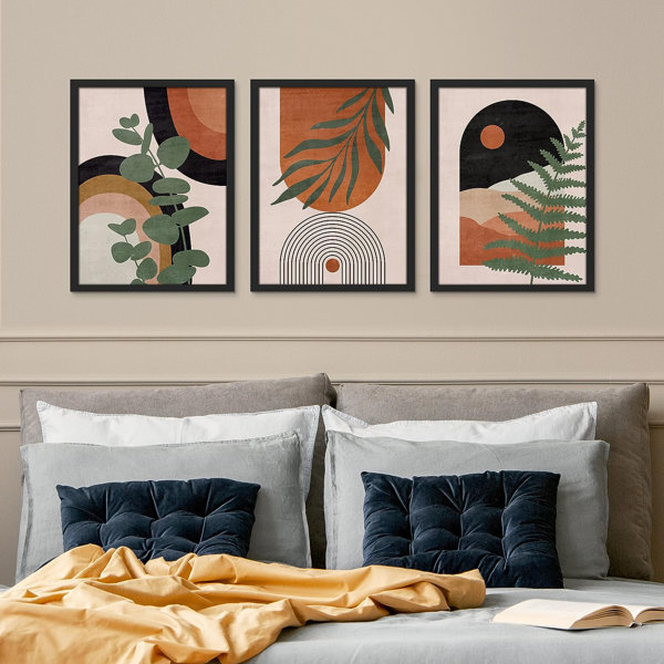 IDEA4WALL Mid Century Modern Boho IDEA4WALL Framed Polygons & Plants ...